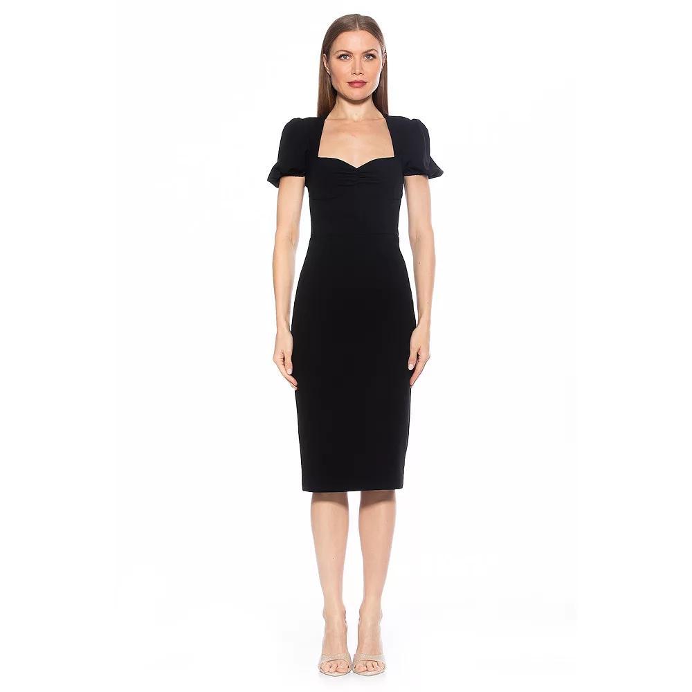 Women's ALEXIA ADMOR Micaela Puff Sleeve Sweetheart Sheath Dress, Size: Small, Ivory Polka Dot Product Image