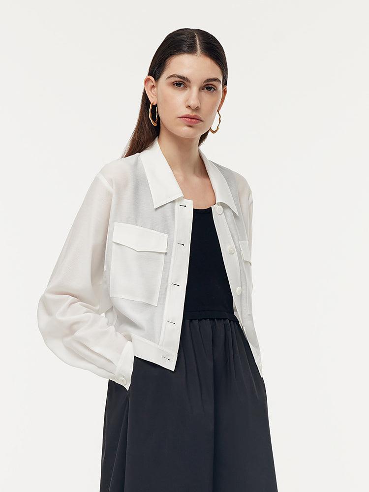 Acetate Loose Fit Single-Breasted Women Shirt Product Image