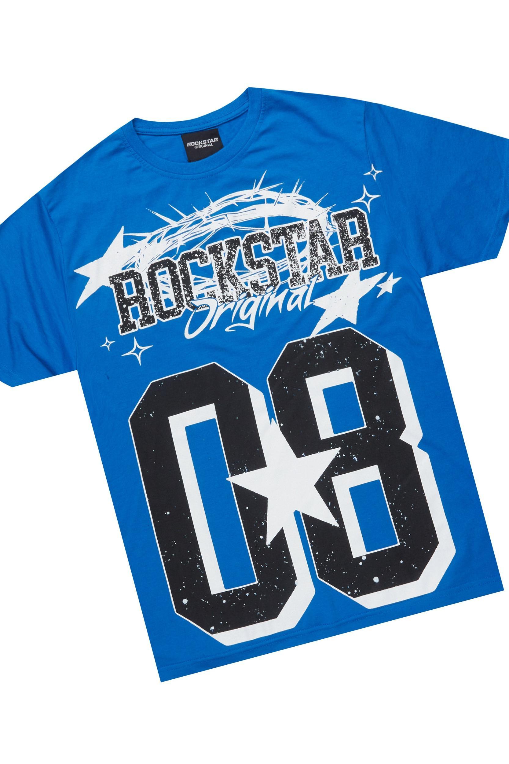 Allstar Royal/Black T-Shirt/Raw Edge Short Set Male Product Image