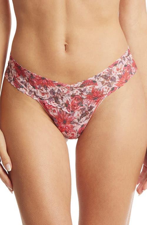 Printed Low-Rise Signature Lace Thong Product Image