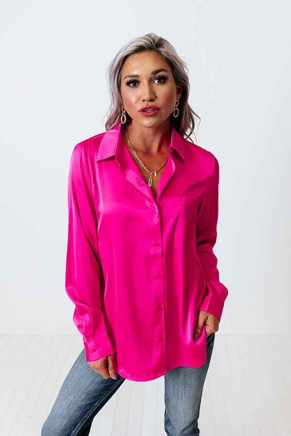 Once In A Lifetime Satin Top in Hot Pink Product Image