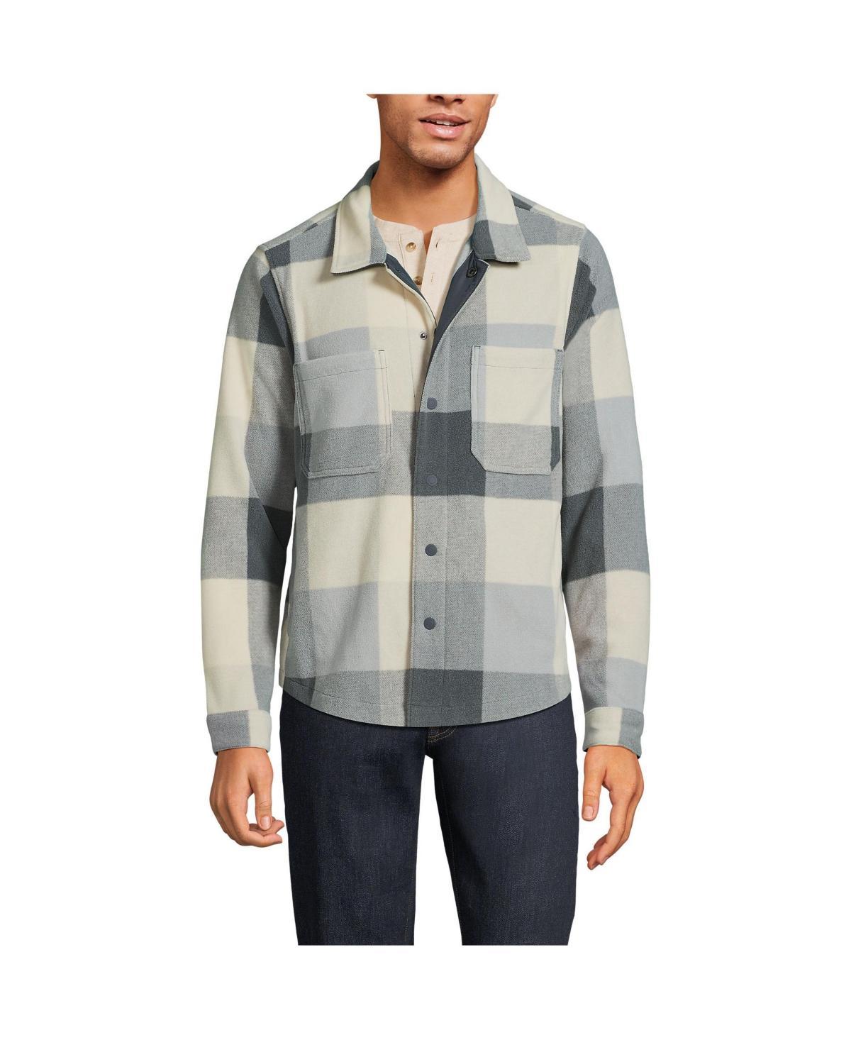 Mens Lands End Fleece Shirt Jacket Dark Grey Heather Product Image