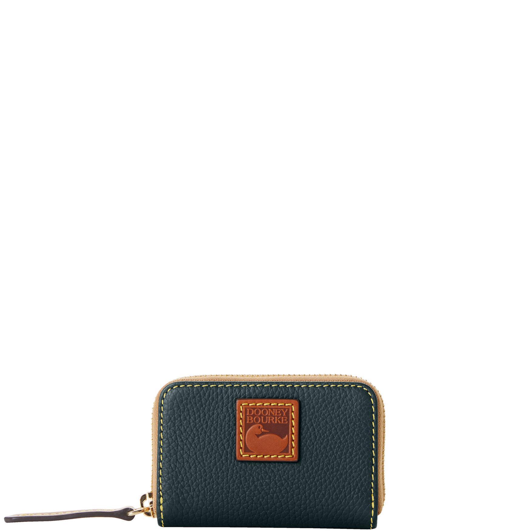 Dooney & Bourke Womens Pebble Grain Zip Around Credit Card Case in Forest, Leather Product Image