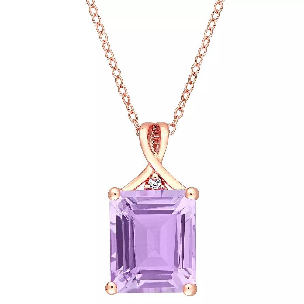 Stella Grace 18k Rose Gold Over Silver Rose de France Amethyst & White Topaz Pendant Necklace, Women's, Size: 18", Pink Tone Product Image