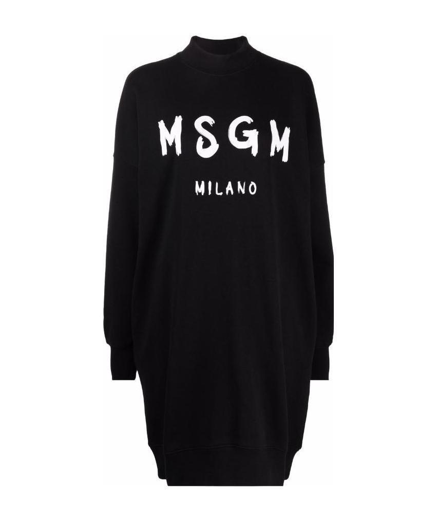 MSGM Logo-print Sweatshirt Dress In Black Product Image