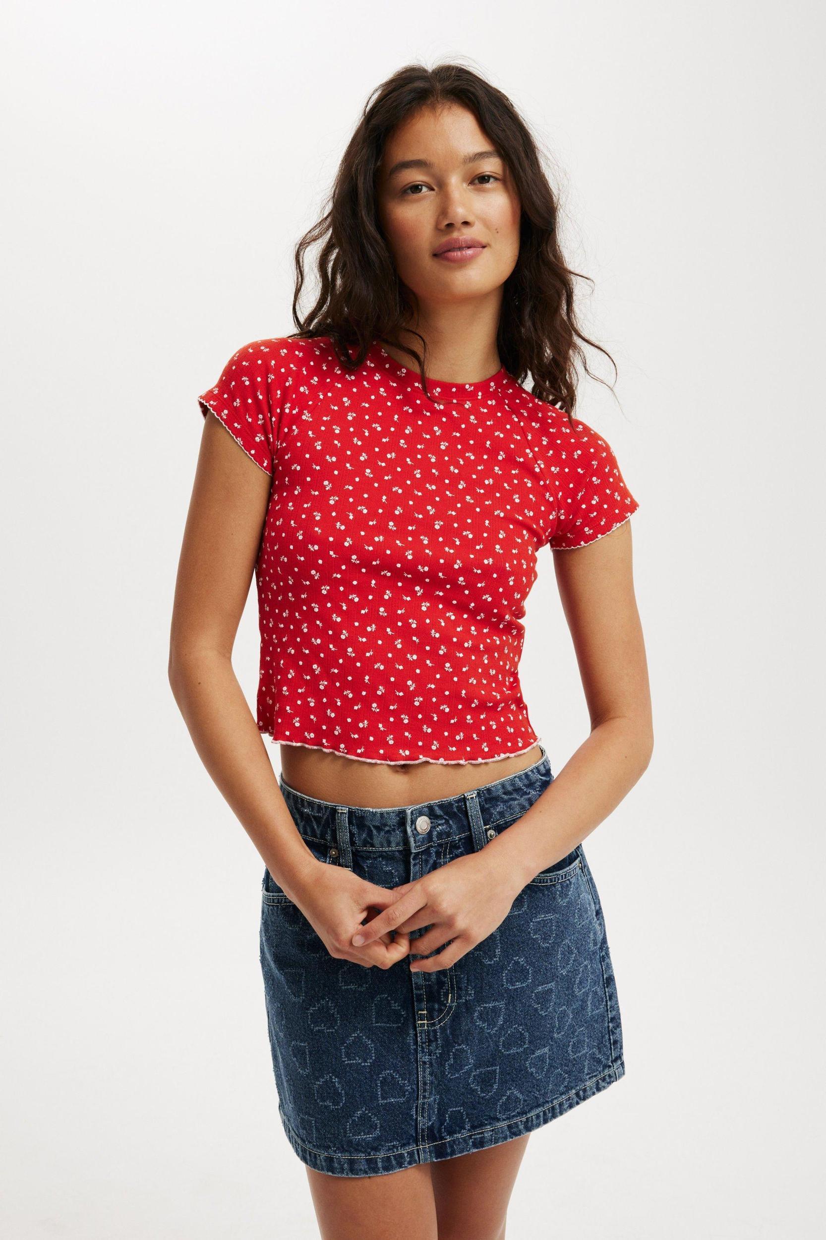 Scarlet Pointelle Raglan Tee Product Image