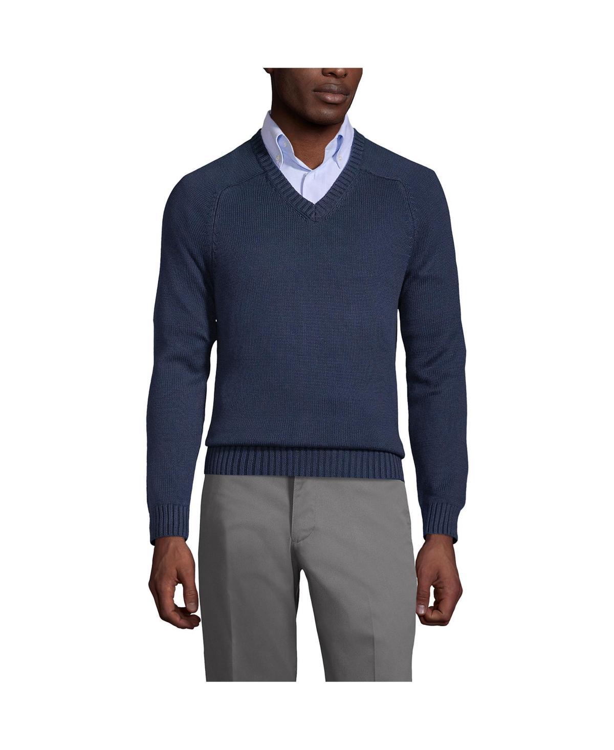 Mens' Lands' End School Uniform V-Neck Sweater, Men's, Size: Medium, Classic Blue Product Image