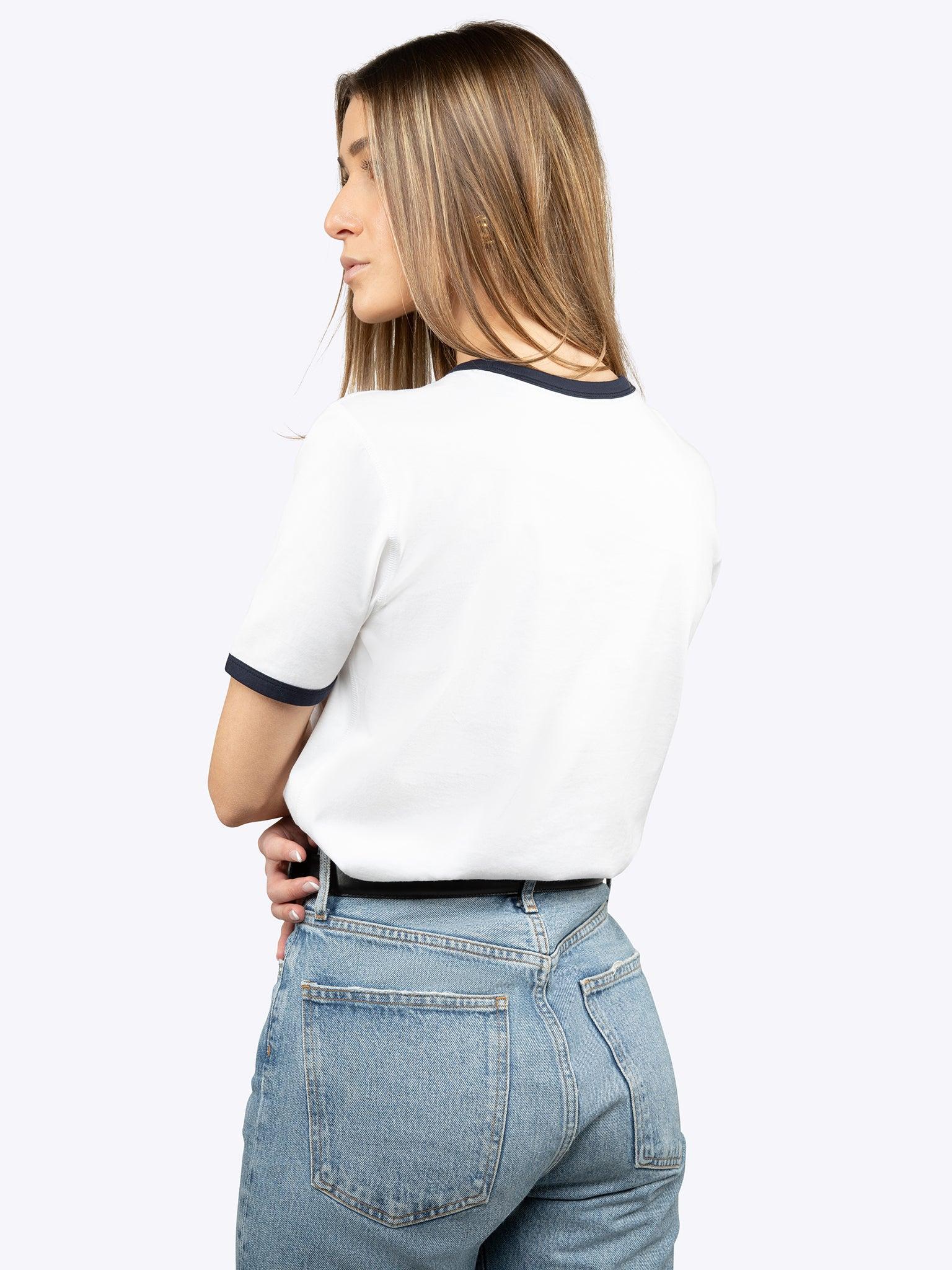 Retro Ringer Tee Shirt | Marine Navy Classic-Fit Product Image