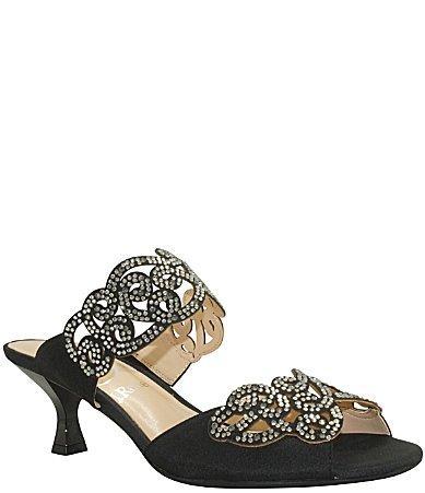 J. Renee Francie Satin Rhinestone Embellished Slide Sandals Product Image