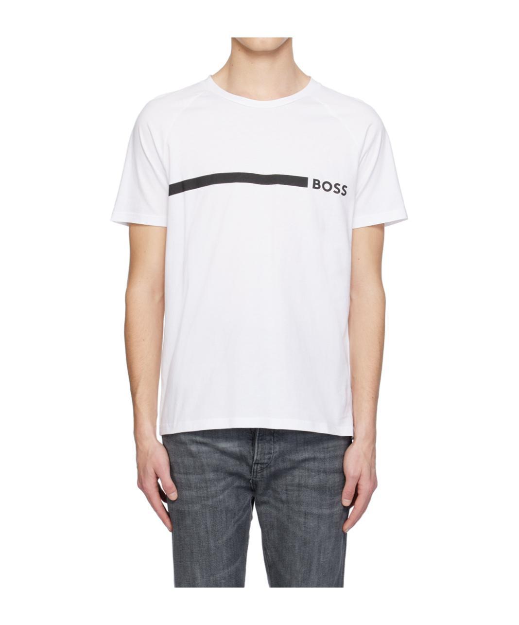HUGO BOSS Logo Round-neck T-shirt In White Product Image