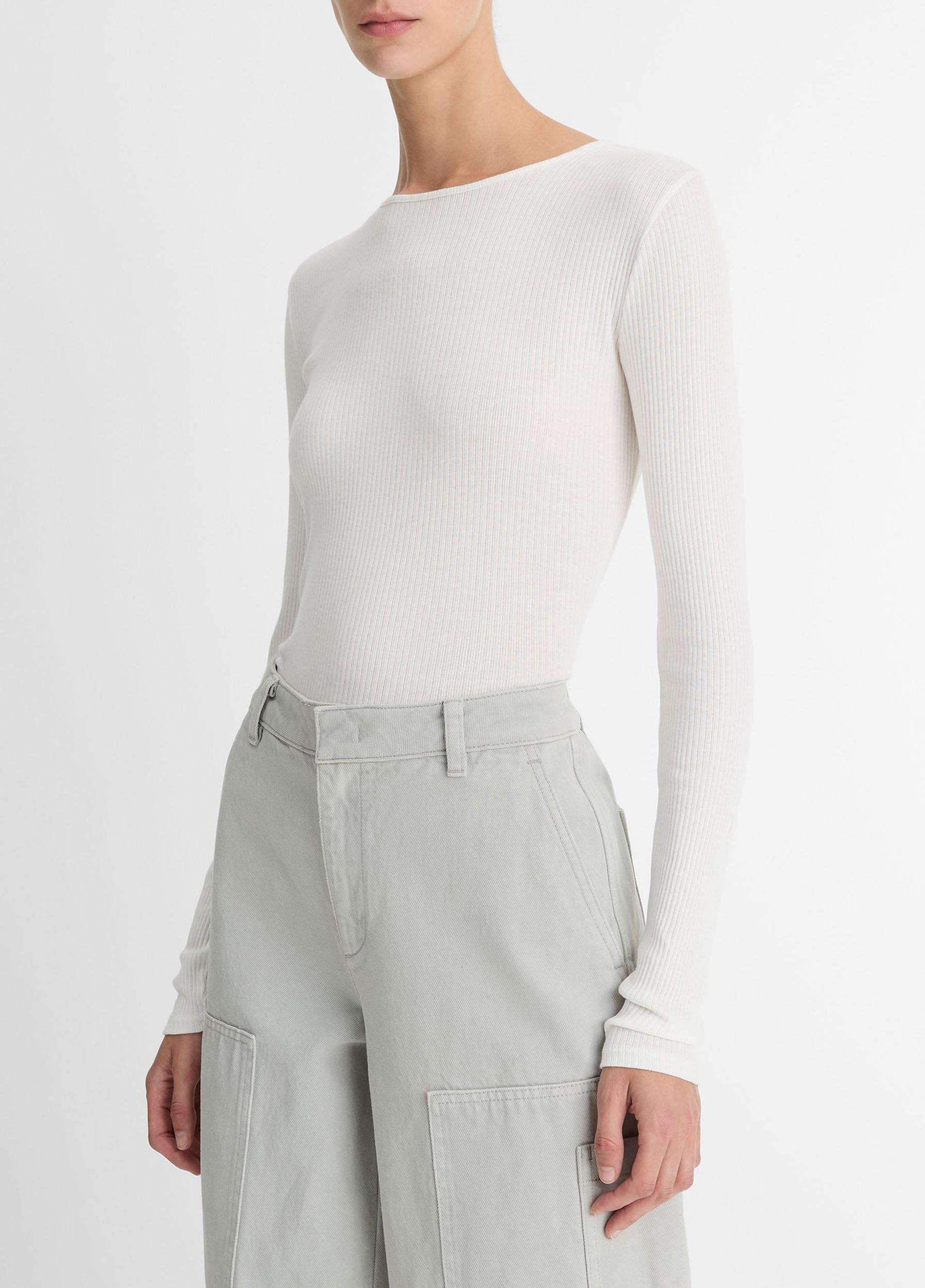 Womens Ribbed Pima Cotton Long-Sleeve T-Shirt, Light Butter, Size M Vince Product Image