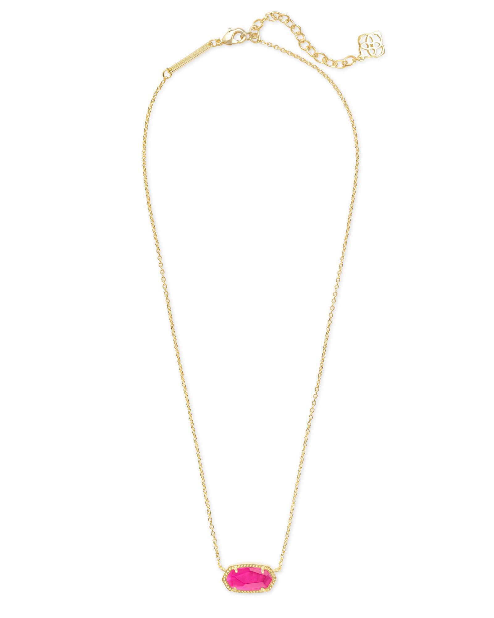 Kendra Scott Elisa Gold Pendant Necklace in Azalea Illusion | Clear Glass Product Image