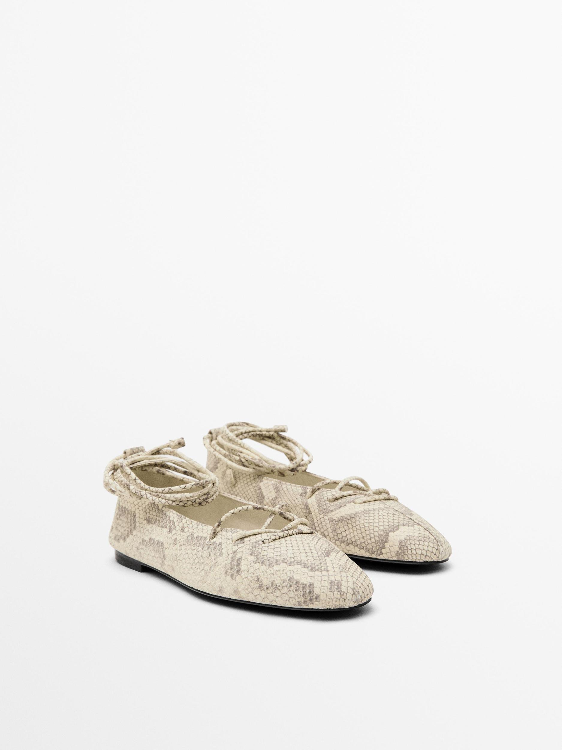 Lace-up printed ballet flats Product Image