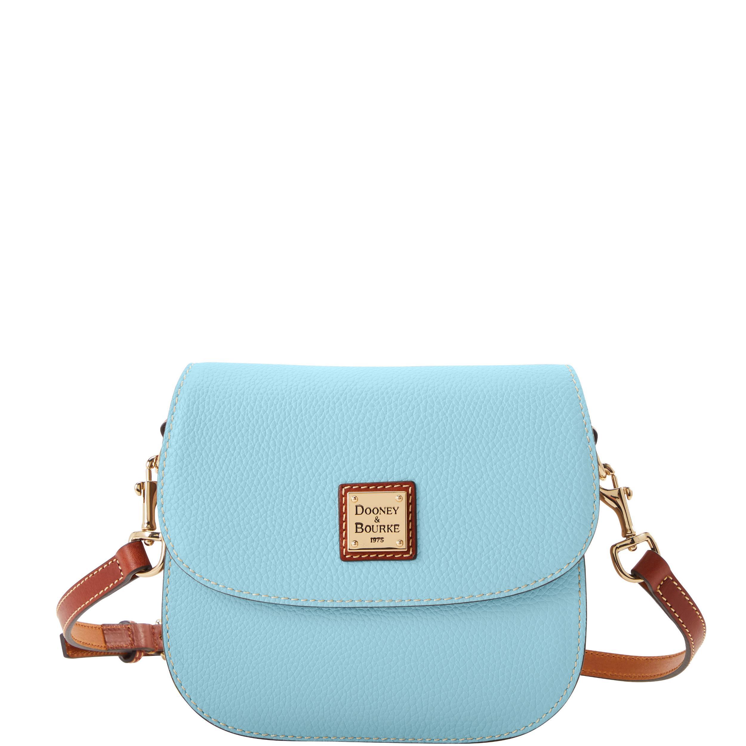 Dooney & Bourke Womens Pebble Grain Saddle Leather Crossbody Bag in Jeans Product Image