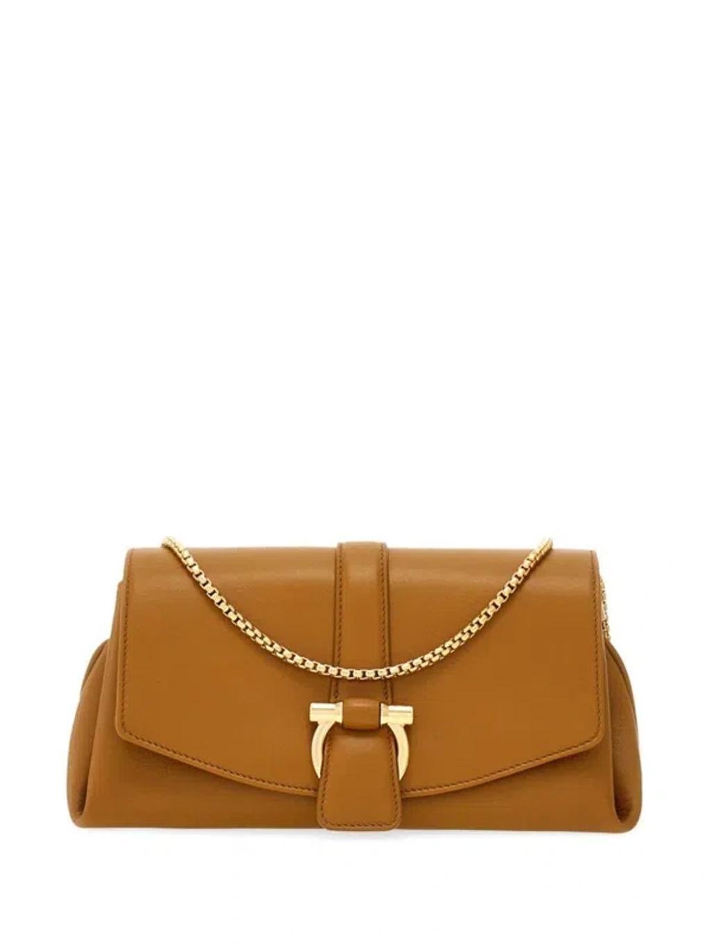 FERRAGAMO Small Front Flap Soulder Bag In Brown Product Image