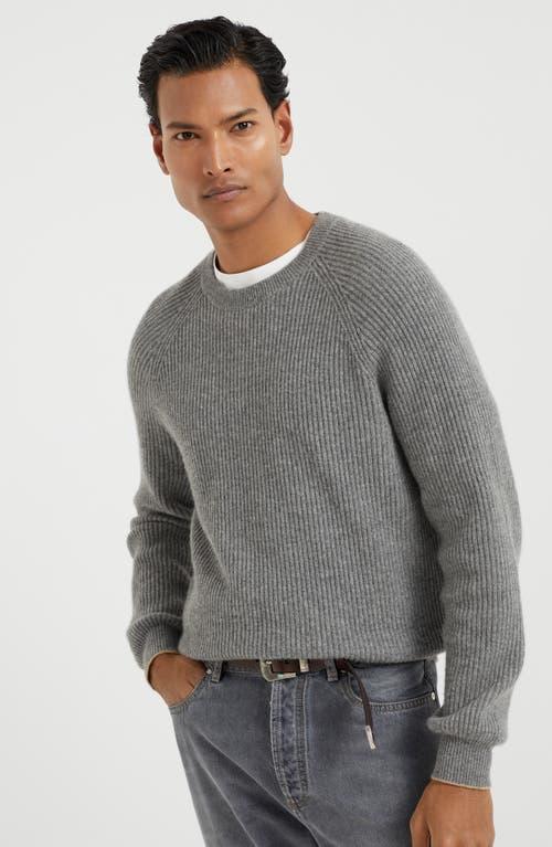 BRUNELLO CUCINELLI English Rib Knit Sweater In Grey Product Image