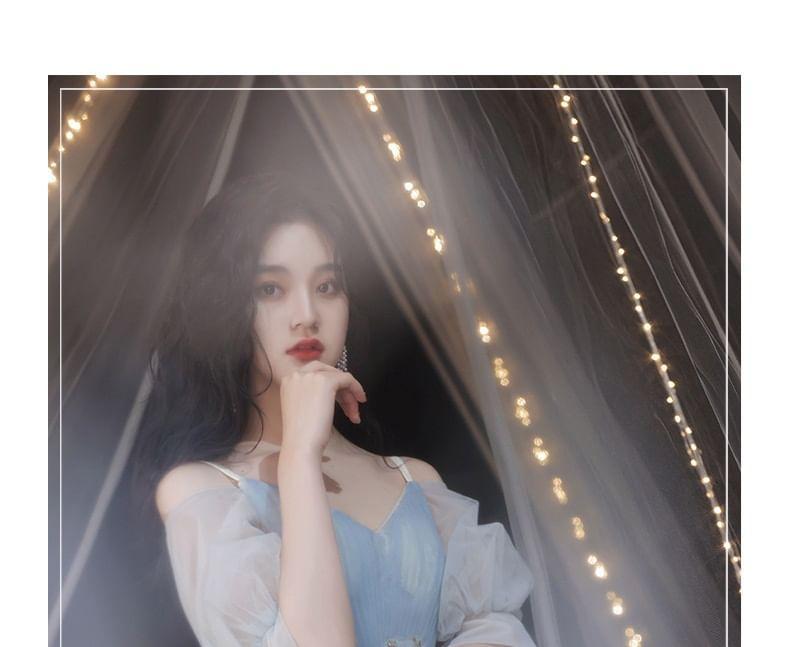 Cold-Shoulder Rhinestone A-Line Cocktail Dress Product Image