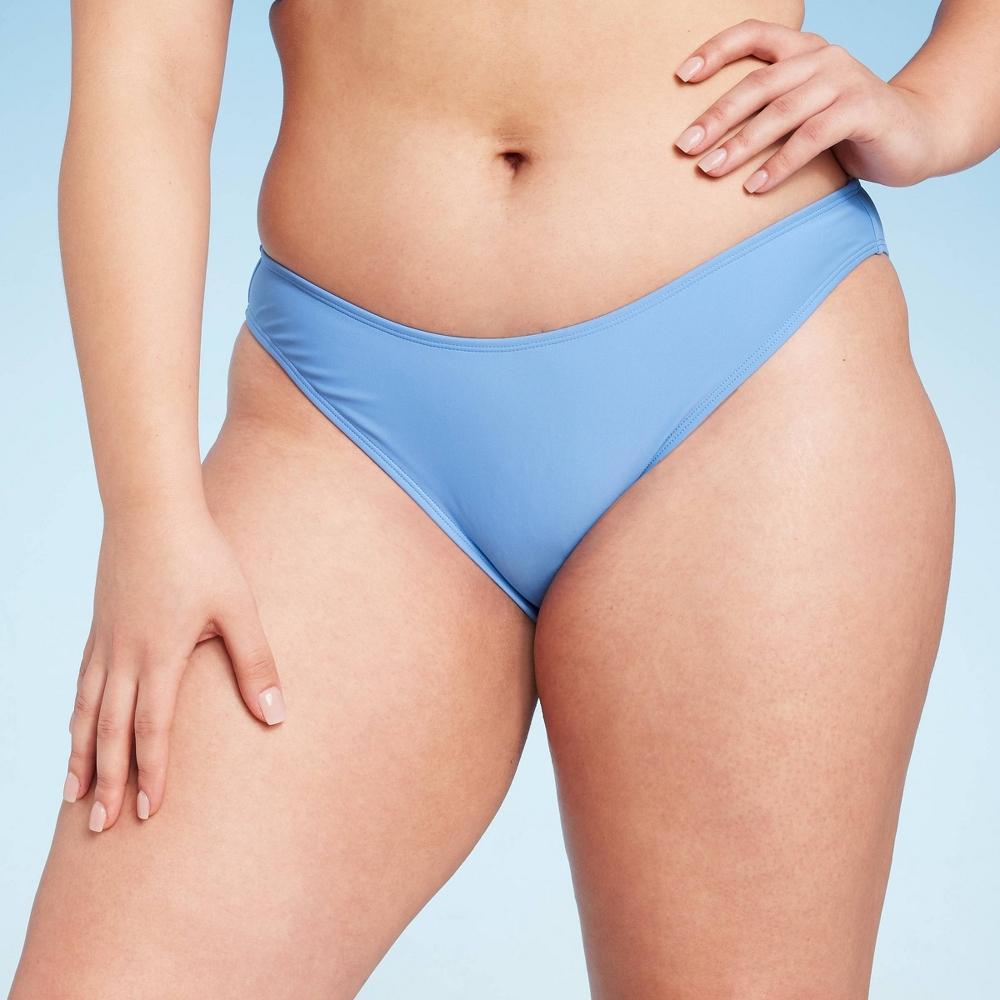 Womens Low-Rise High Leg Medium Coverage Bikini Bottom - Shade & Shore Blue XL Product Image