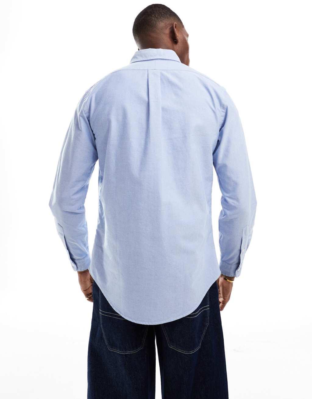 Polo Ralph Lauren bear logo oxford shirt in light blue Product Image
