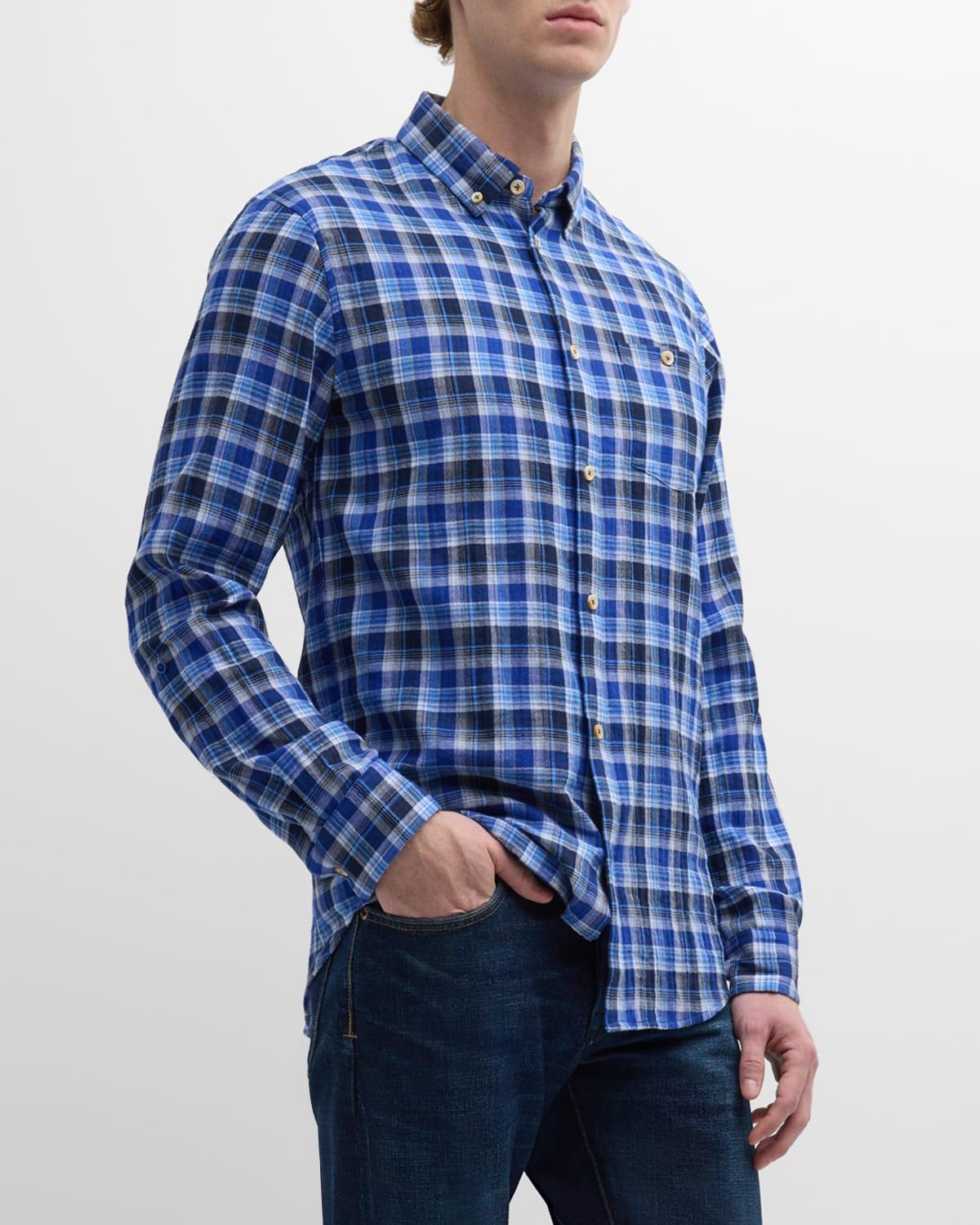 Men's Double-Face Plaid Button-Down Shirt Product Image