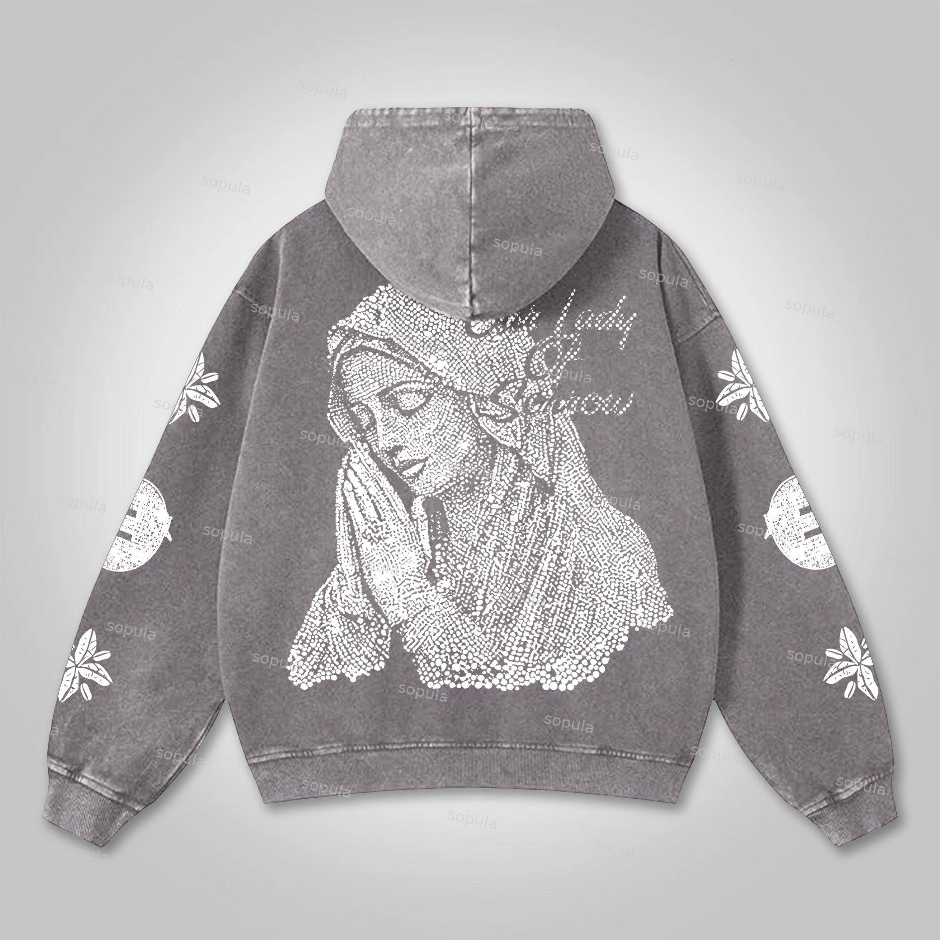 Vintage Madonna Graphic Acid Washed Oversized Hoodie Product Image