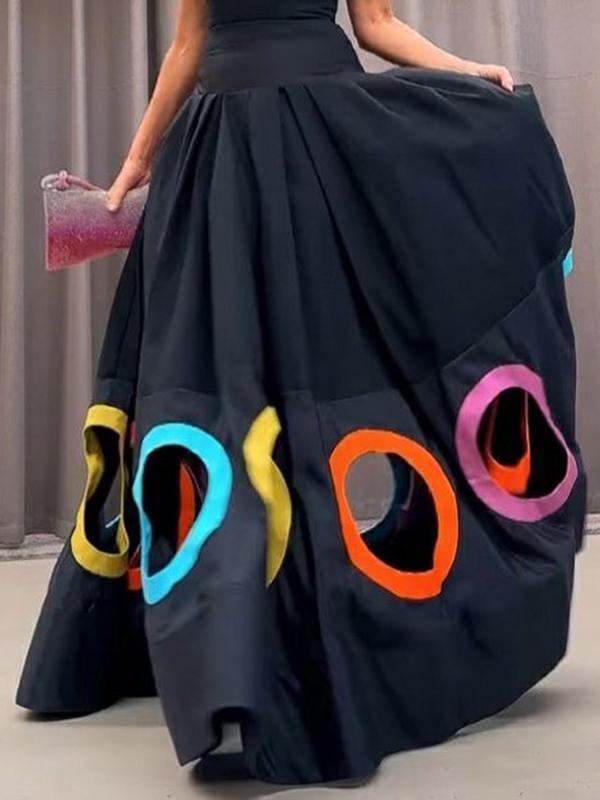 Sleeveless Hollow Pleated Split-Joint Round-neck Maxi Dresses Product Image