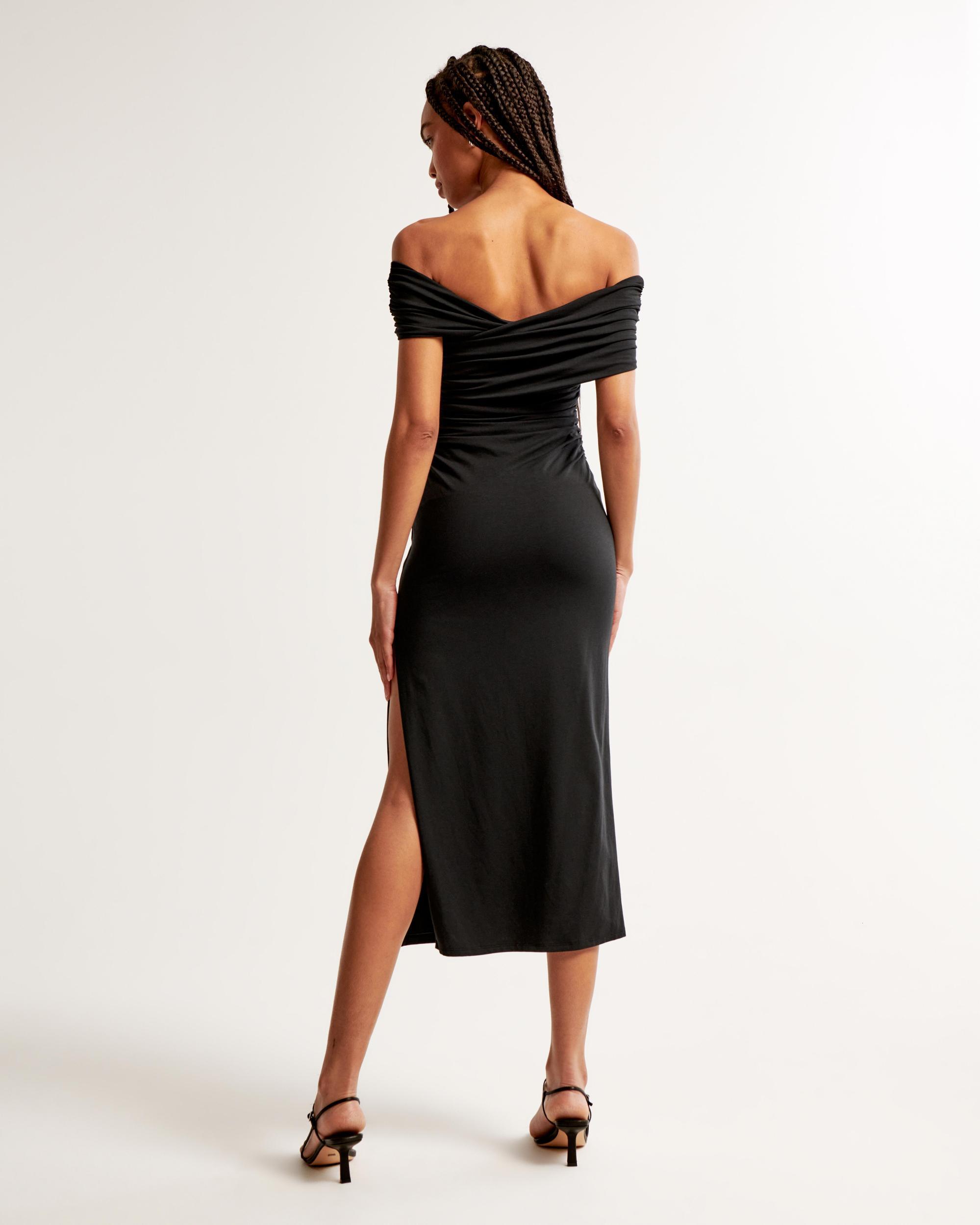 Off-The-Shoulder Knit Midi Dress Product Image