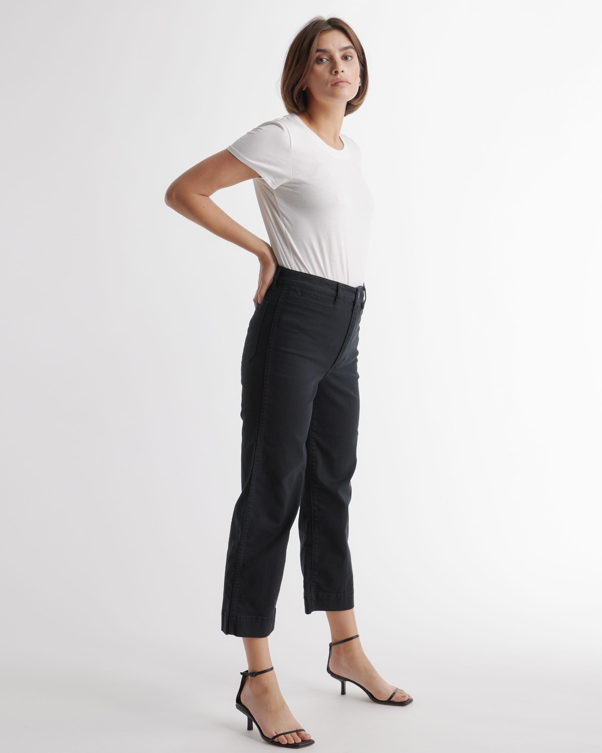 Quince | Women's Cropped Wide-Leg Chino Pants Stretch Cotton Twill Product Image