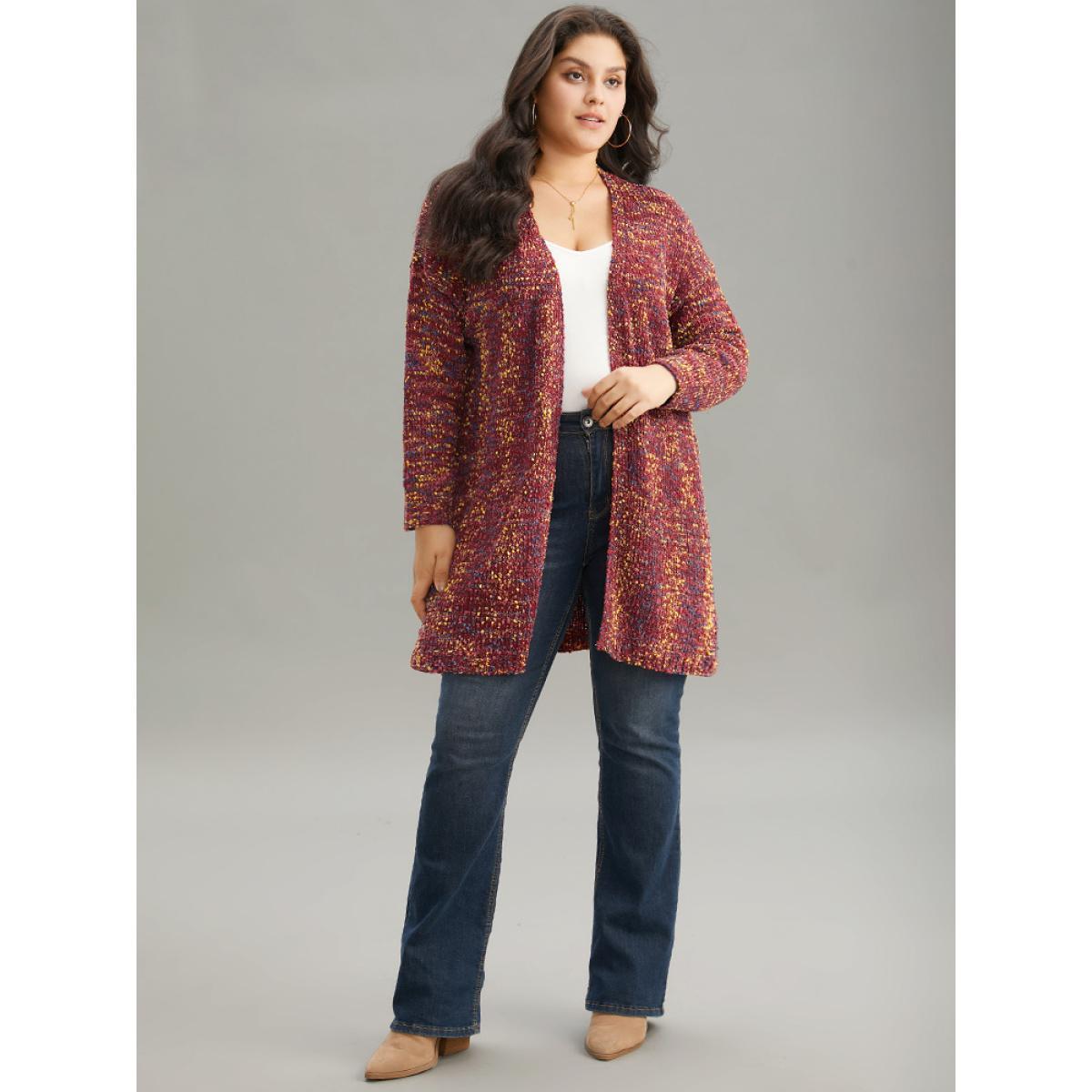 Plus Size Color Textured Open Front Cardigan Scarlet Women Casual Loose Long Sleeve Dailywear Cardigans BloomChic 22-24/3X Product Image