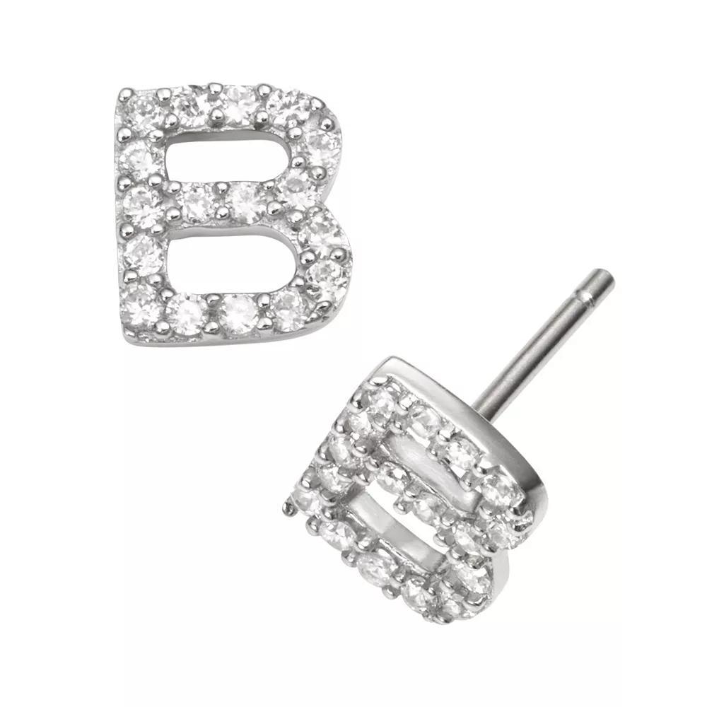 Sophie Miller Sterling Silver Cubic Zirconia Initial Stud Earrings, Womens Product Image
