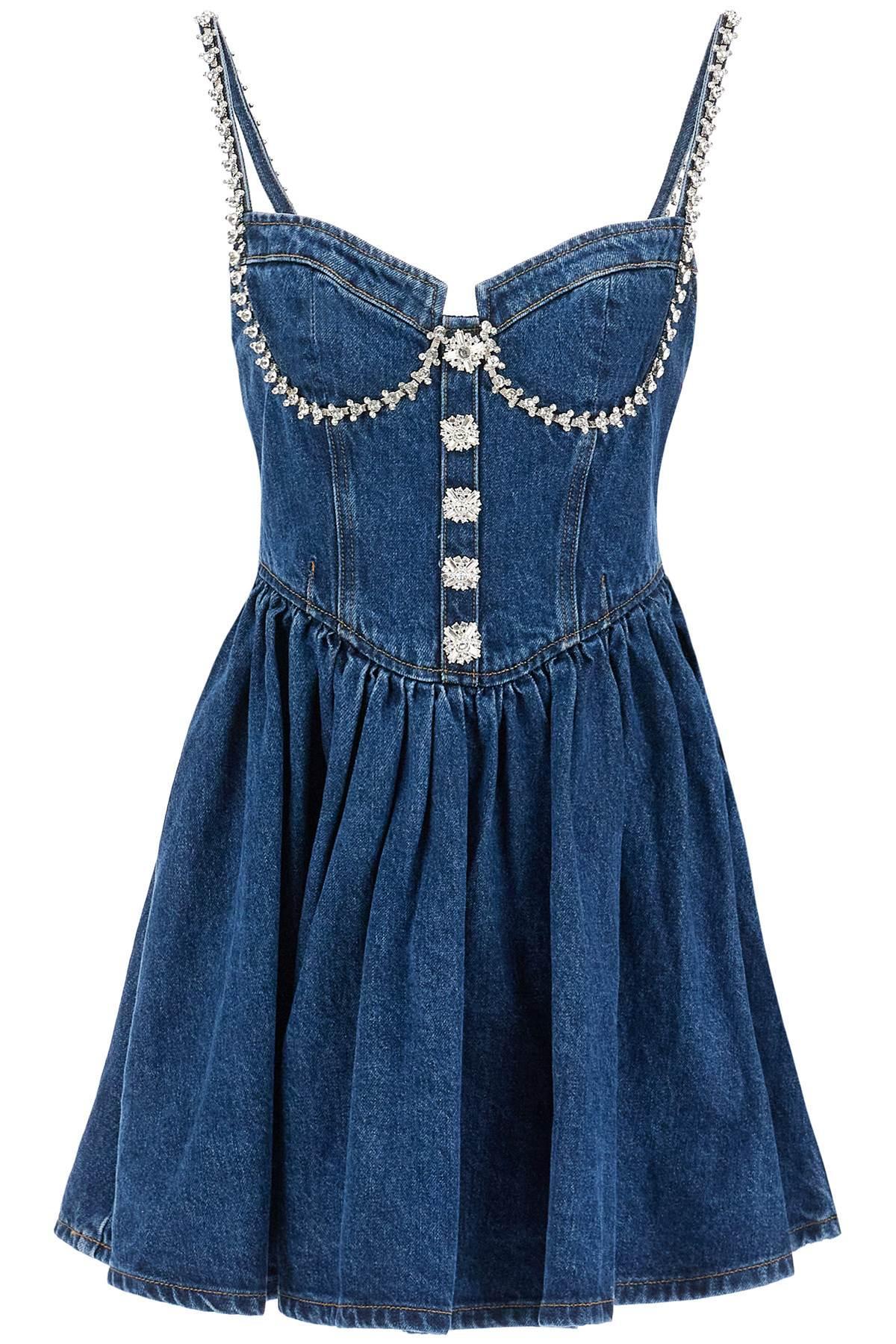 Embellished Denim Minidress In Blue Product Image