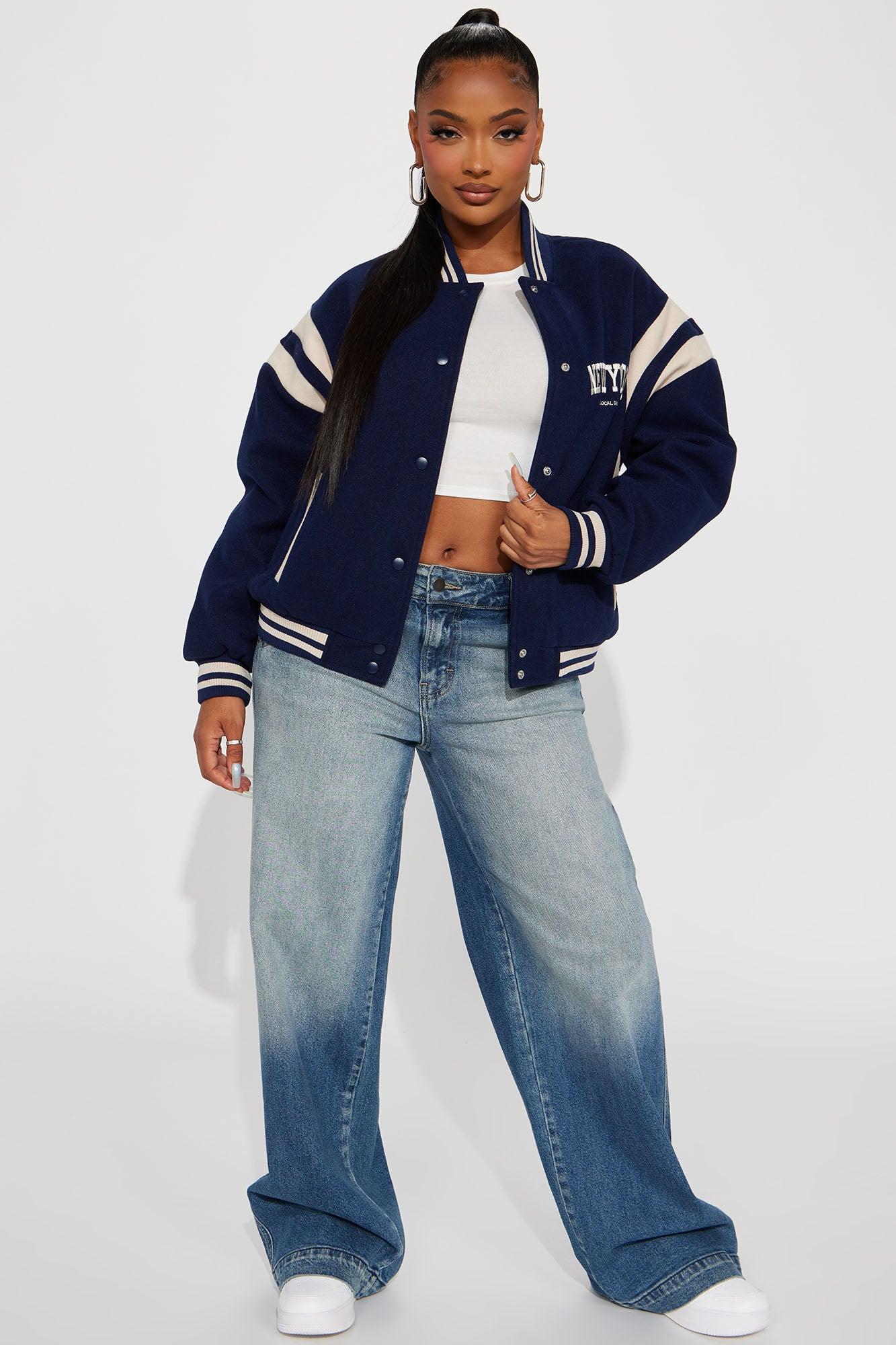 Manhattan Babe Varsity Jacket - Navy Product Image