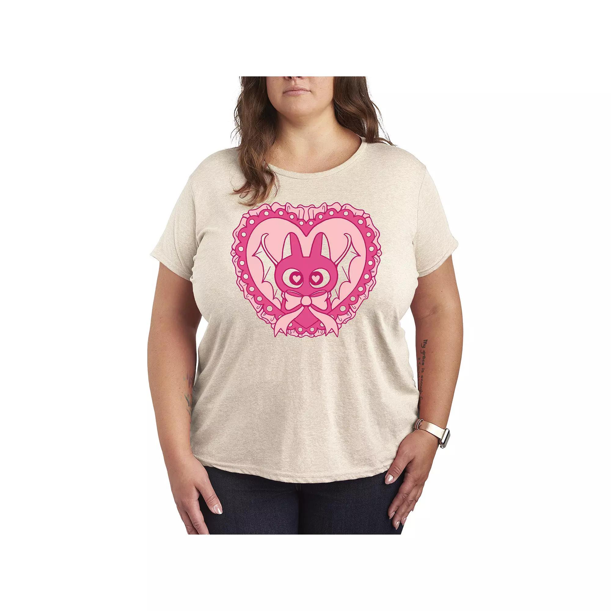 Plus Size Bat Cat Coquette Graphic Tee, Womens Blue Product Image