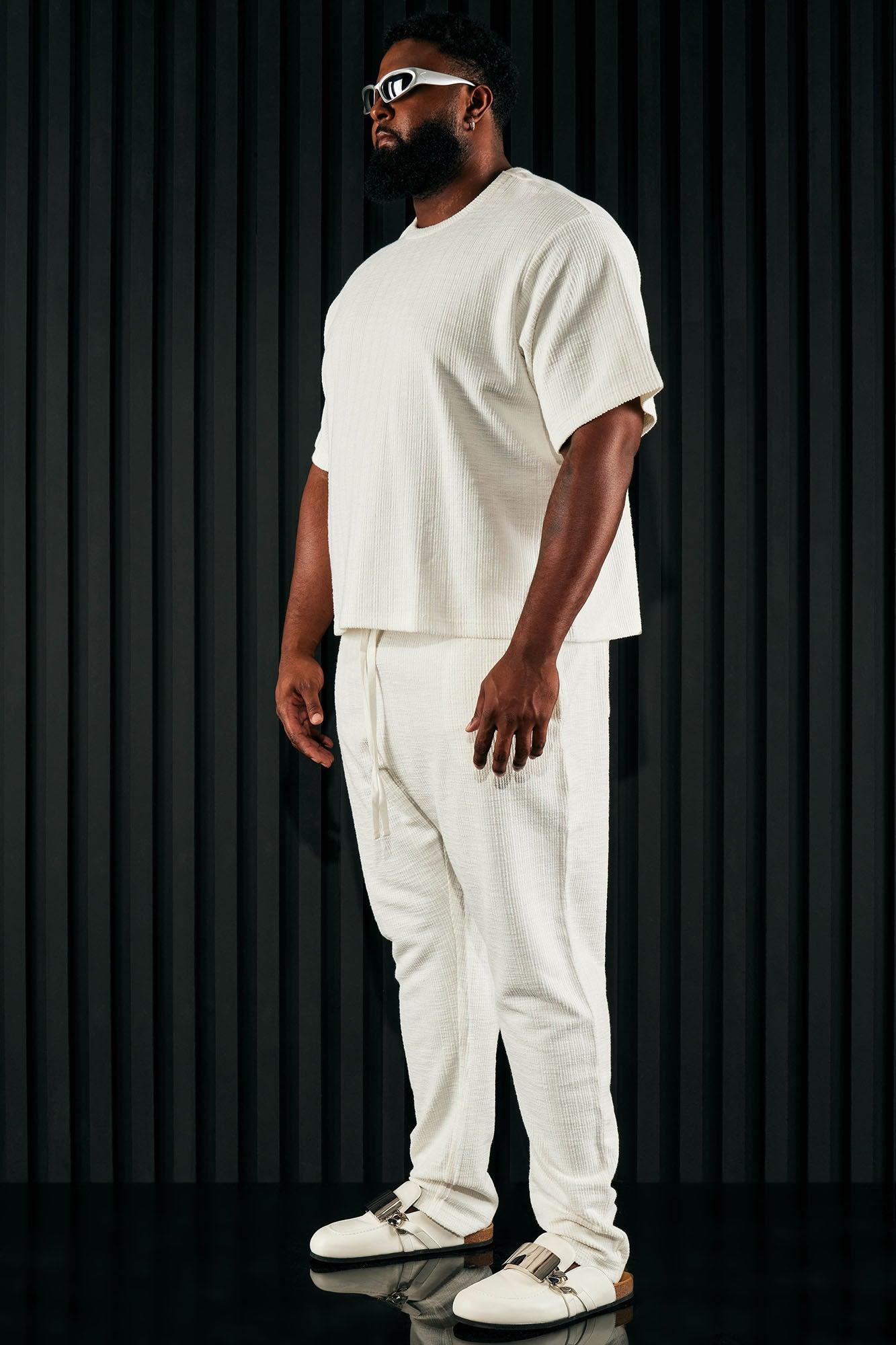 Dean Textured Slim Pants - White Product Image