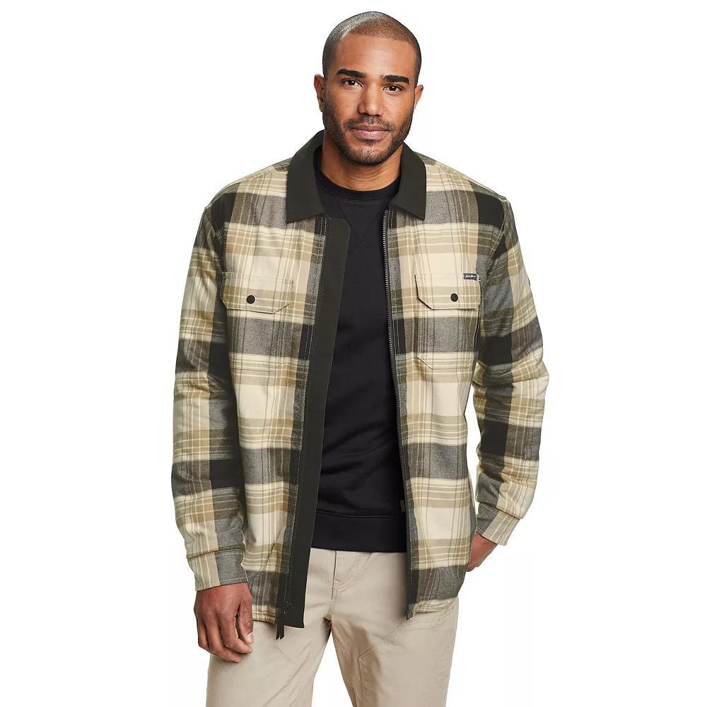 Men's Eddie Bauer Favorite Flannel Faux Shearling Lined Shacket, Size: Small, Lt Green Product Image