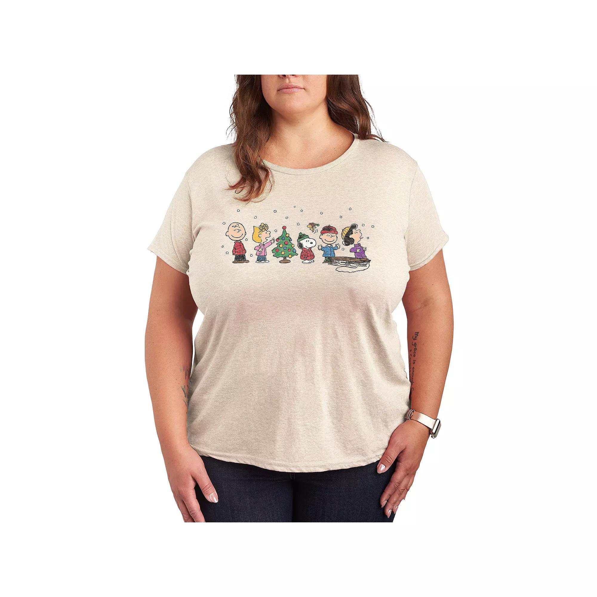 Plus Size Peanuts Christmas Group Graphic Tee, Womens Product Image