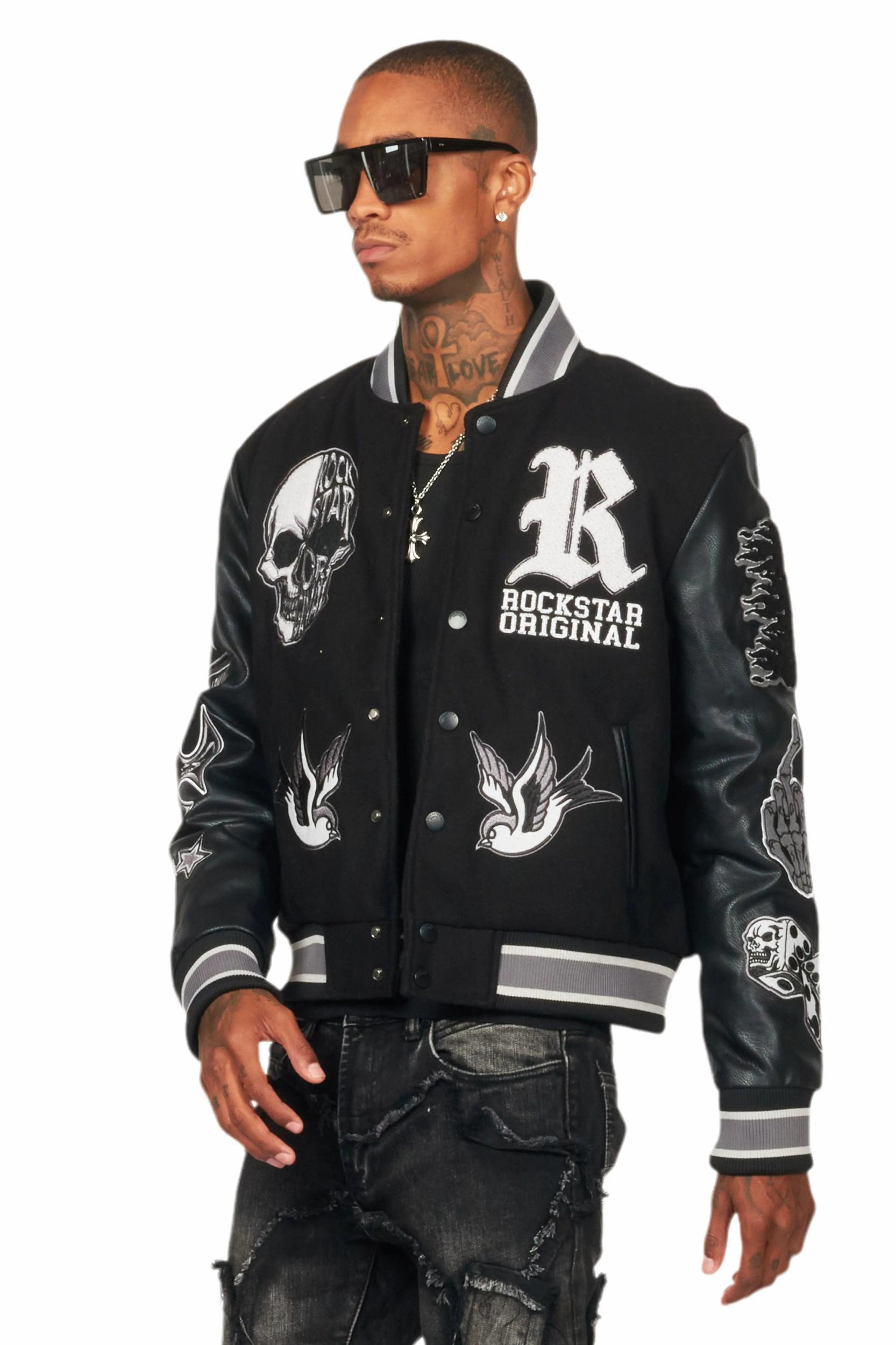 Vidar Black Varsity Jacket Male Product Image