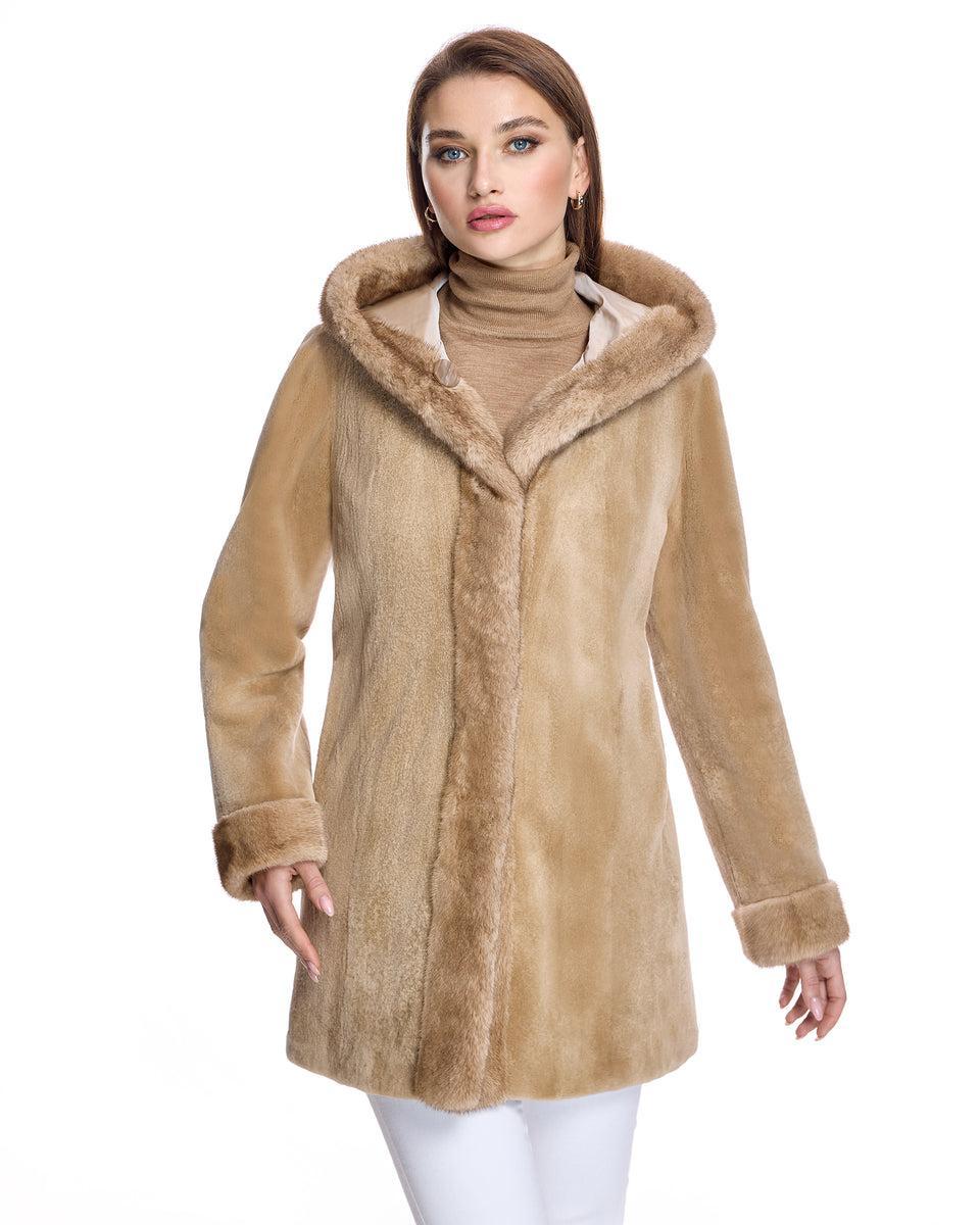Reversible Sheared Mink Jacket with Hood Product Image