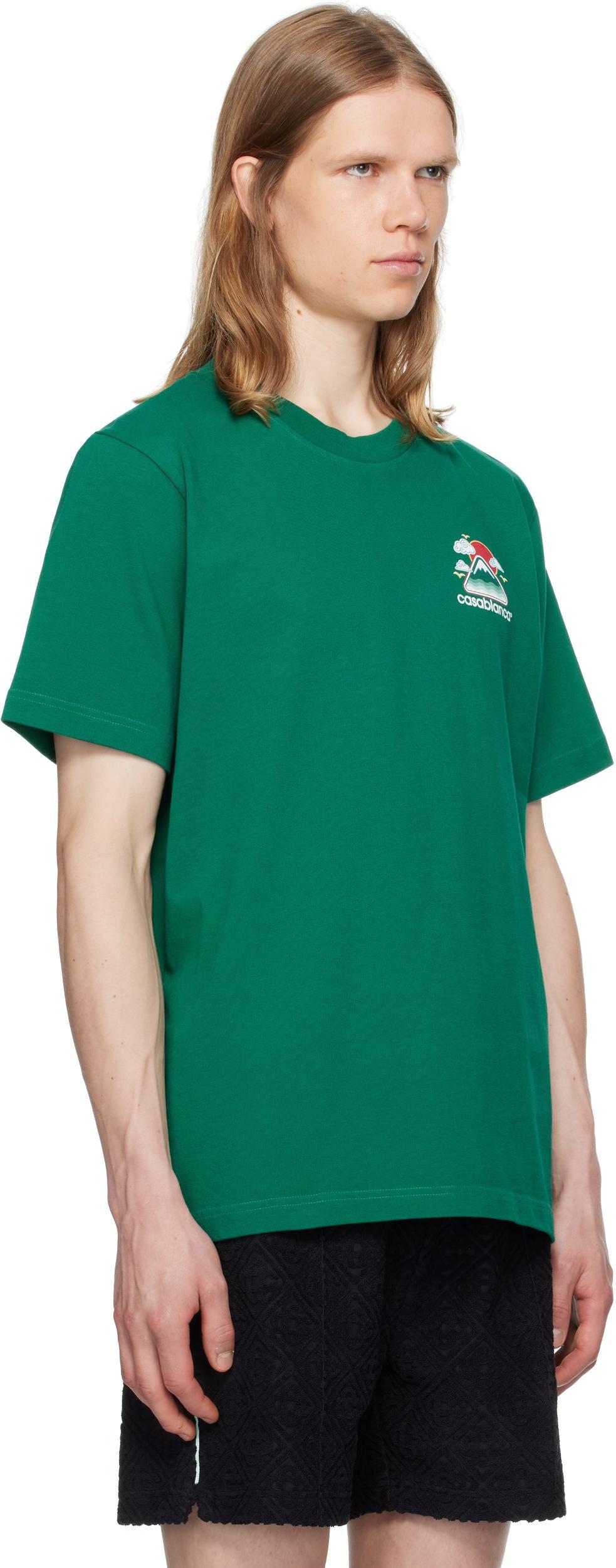 CASABLANCA Mens Montagne Ondulee Brand-print Cotton-jersey T-shirt In Green Product Image