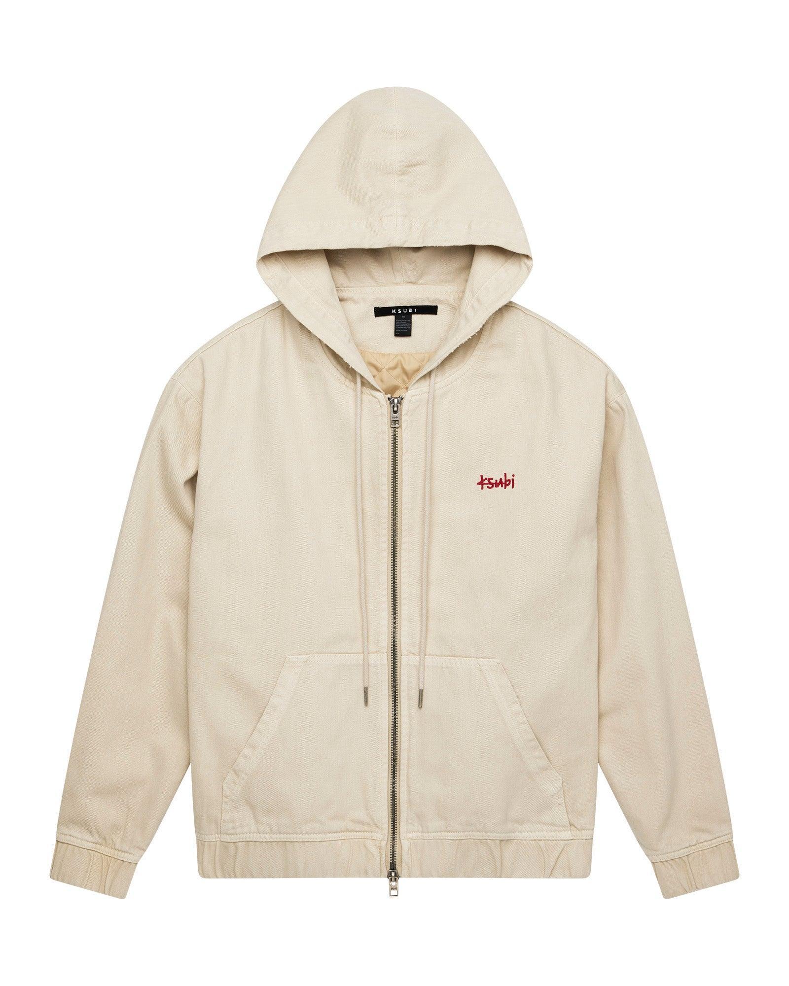 ZIPPED DENIM HOODIE ECRU Male Product Image