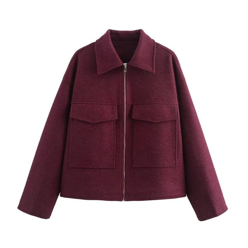 Plain Pocket Detail Zip Jacket Product Image