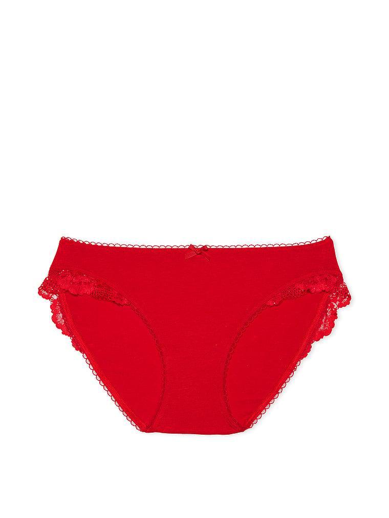 Stretch Cotton Lace-Trim Bikini Panty Product Image