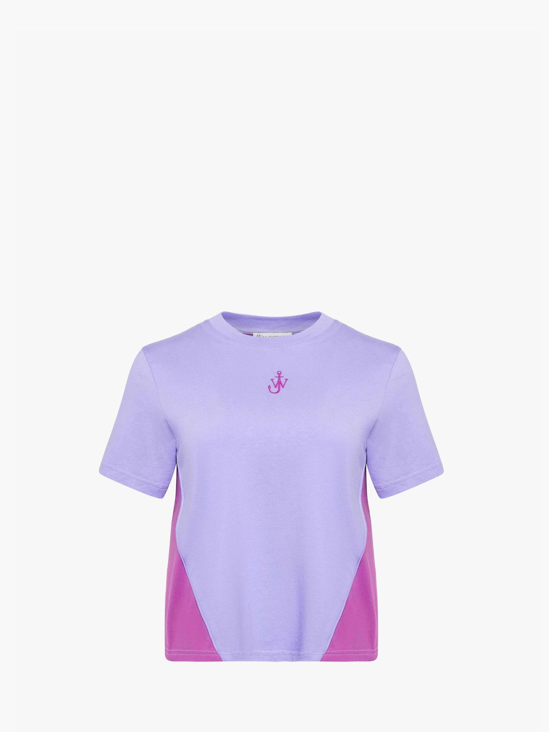 PANELLED CROPPED T-SHIRT WITH ANCHOR EMBROIDERY Product Image