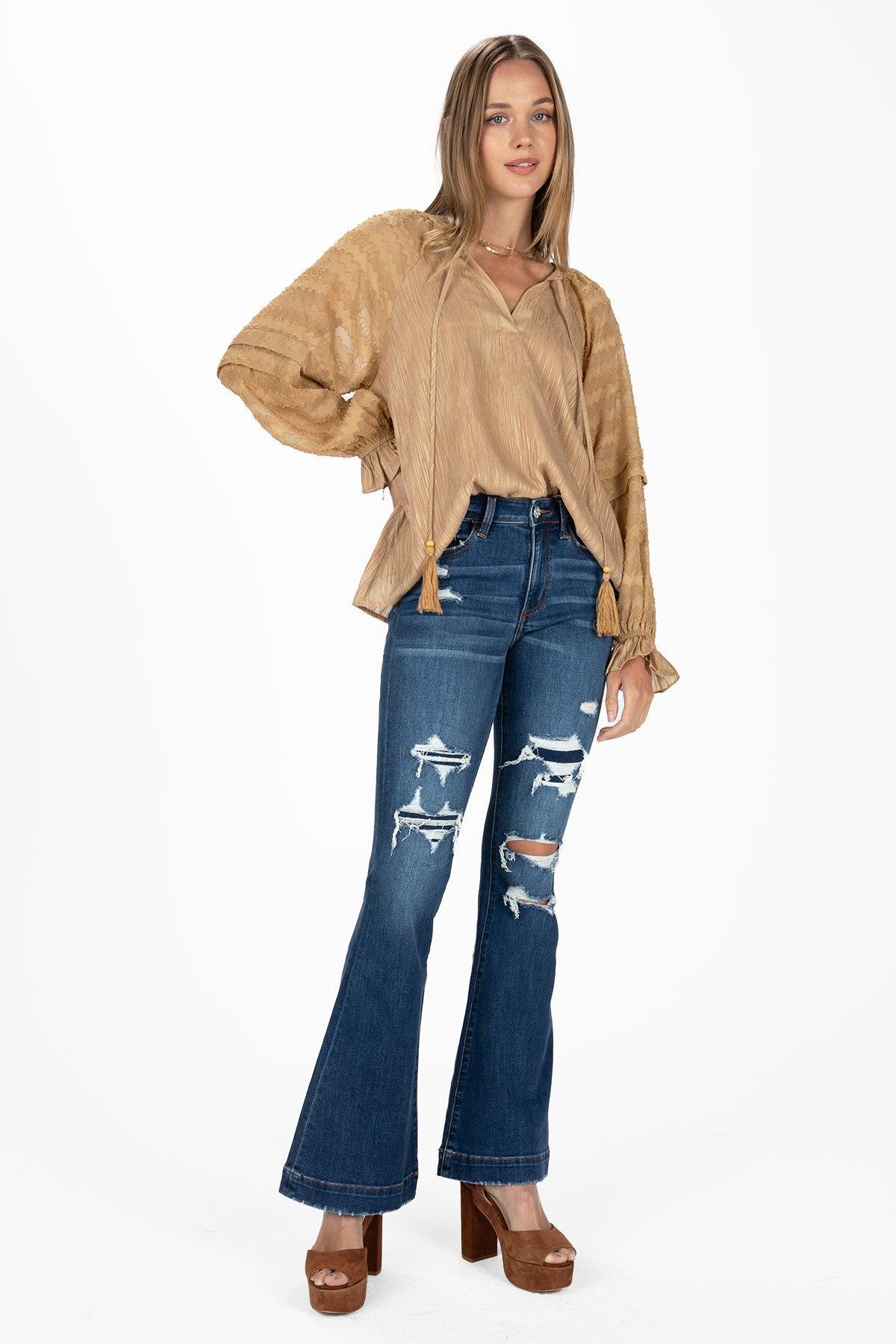 Textured Long Sleeve Blouse Product Image