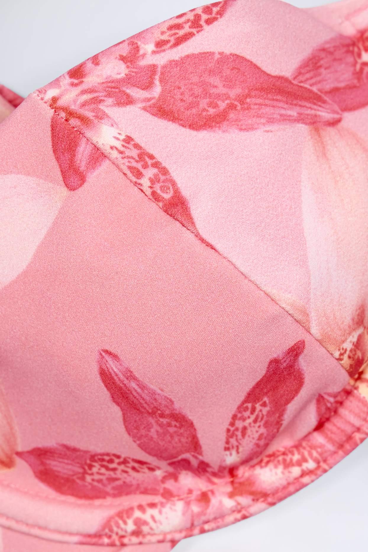 Underwired Balconette Bikini Top in Pink Orchid Print Product Image