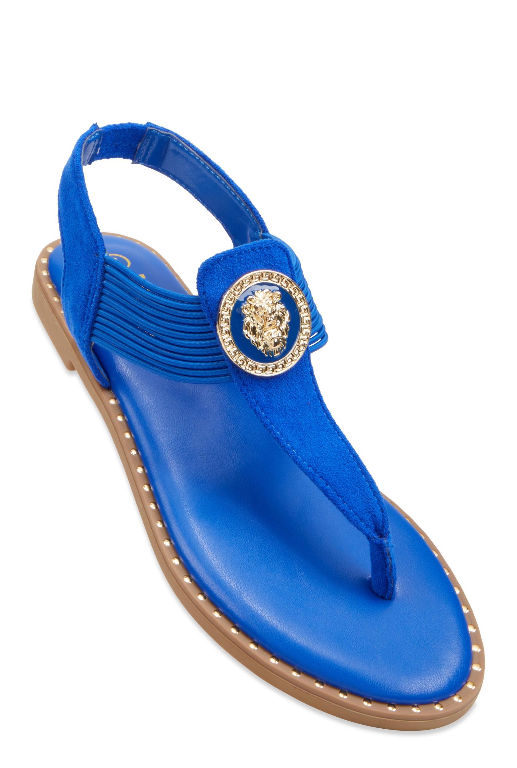 Womens Lion Pendant Corded Thong Sandals Product Image