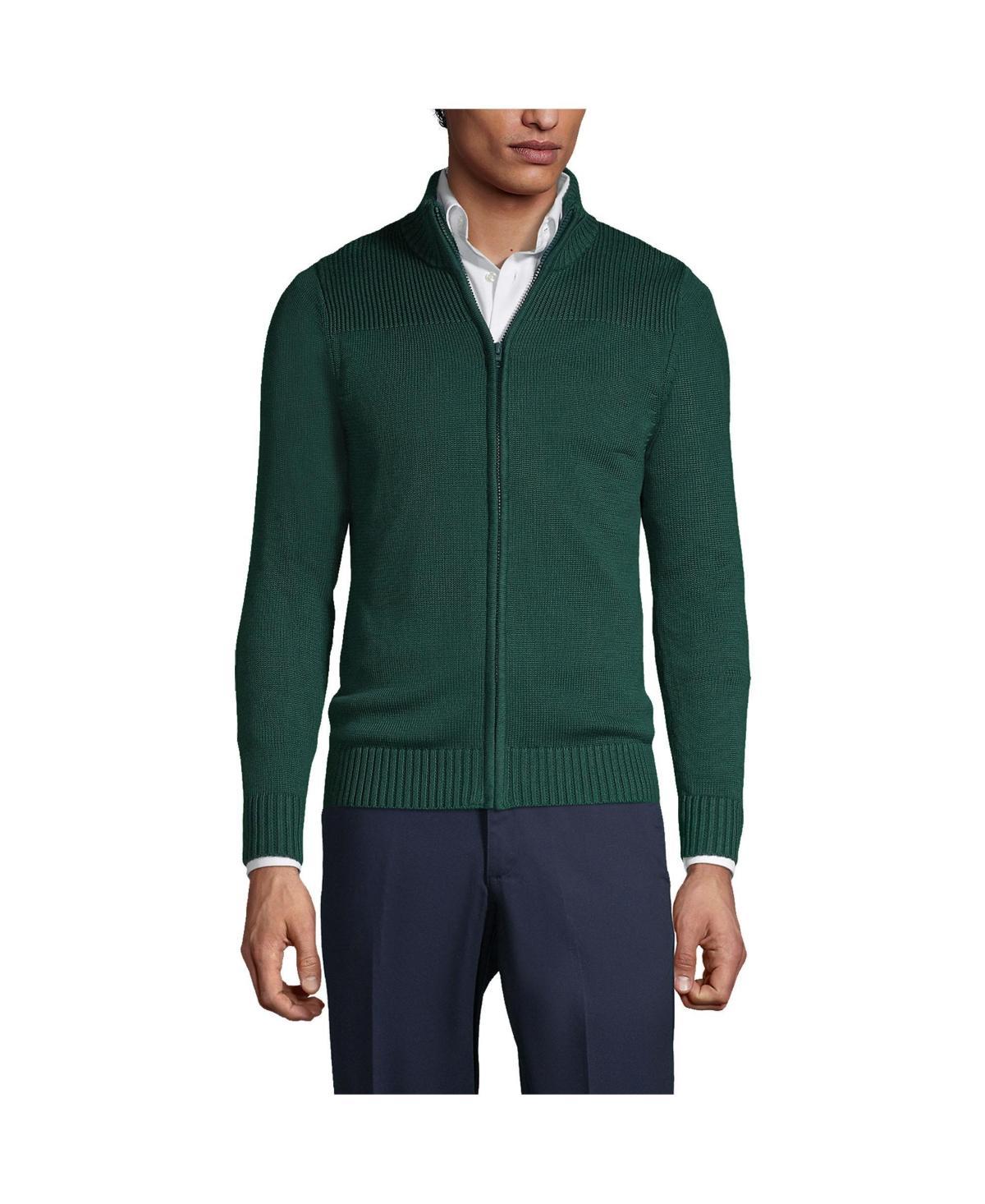 Mens Lands End School Uniform Zip-Front Cardigan Sweater Classic Blue Product Image