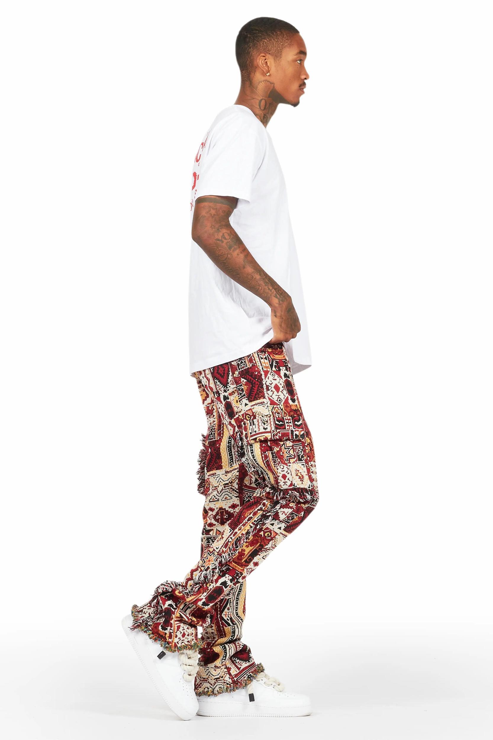 Ayami Pink Slim Tapestry Flare Jean Male Product Image