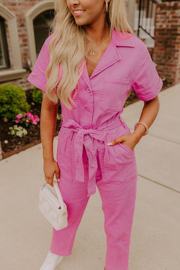 Capturing Memories Denim Jumpsuit in Violet Product Image