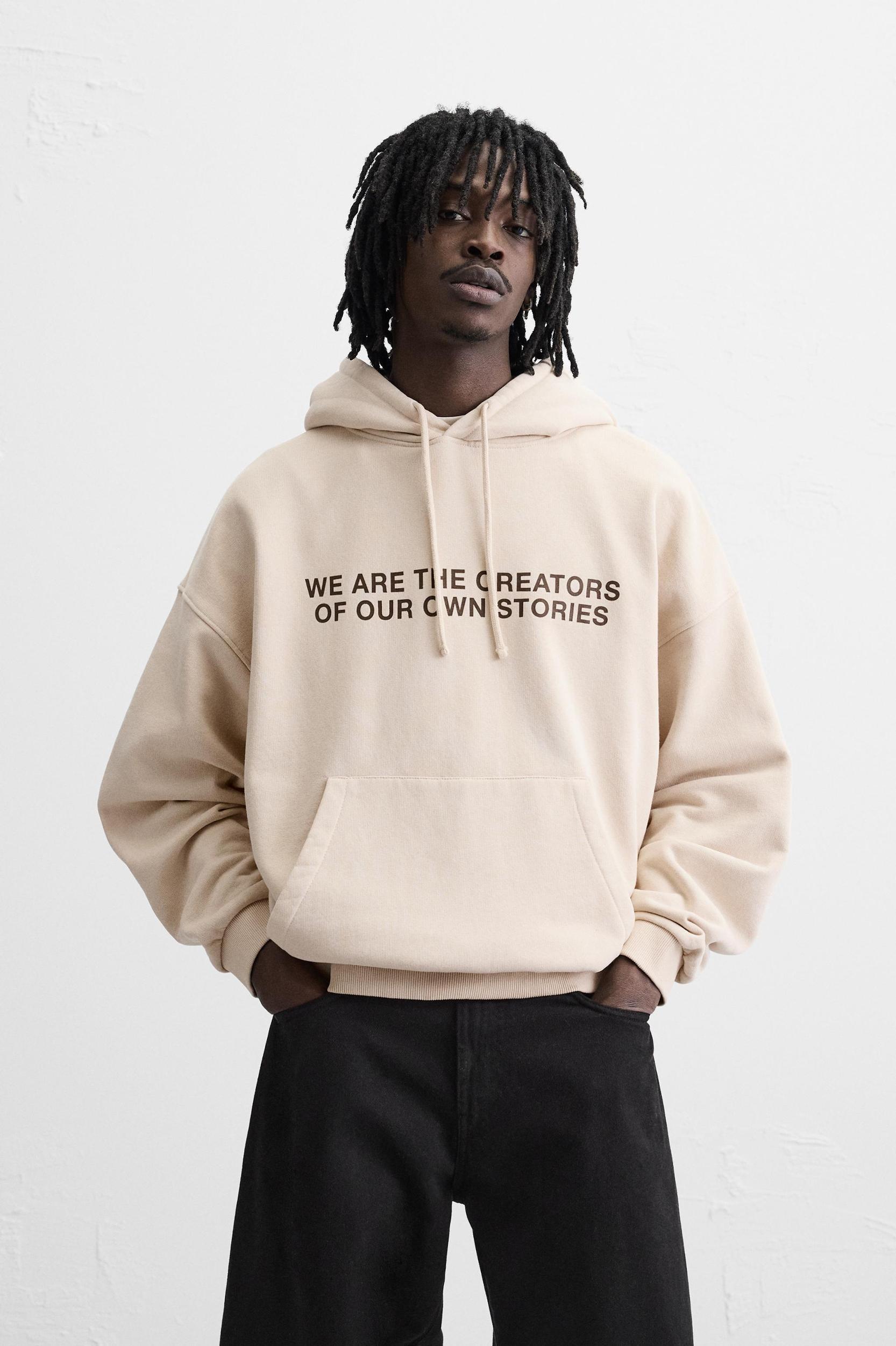 WASHED TEXT HOODIE SWEATSHIRT Product Image